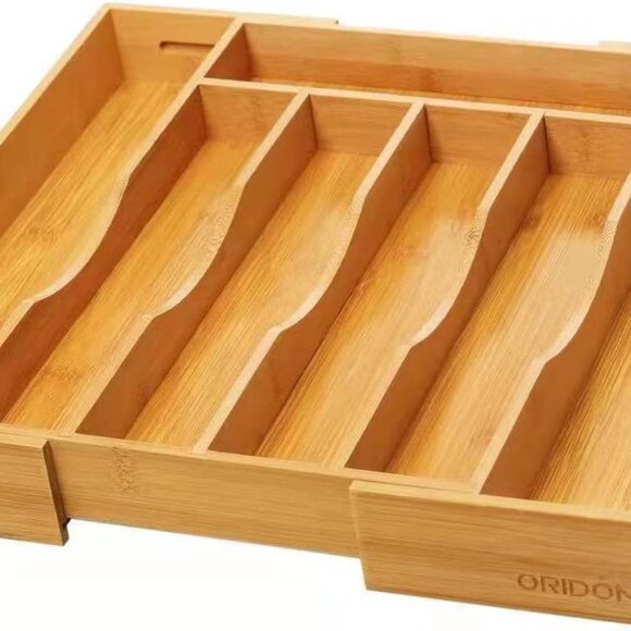 Expandable Bamboo Kitchen Drawer Organizer for Cutlery and Utensils - Picture 2 of 6
